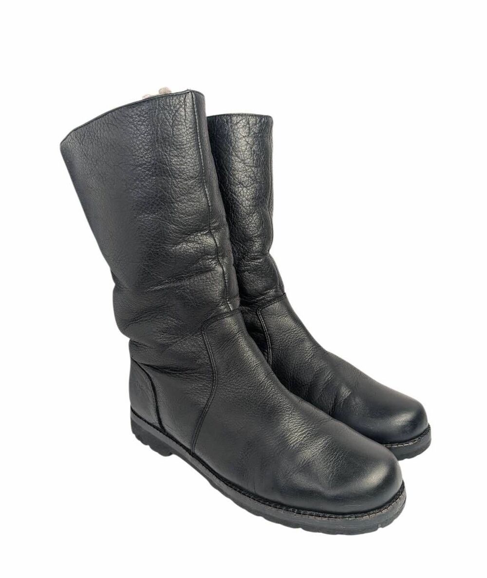 Gentle Souls Warm Me Up Black leather faux fur lined midcalf boots womens 9